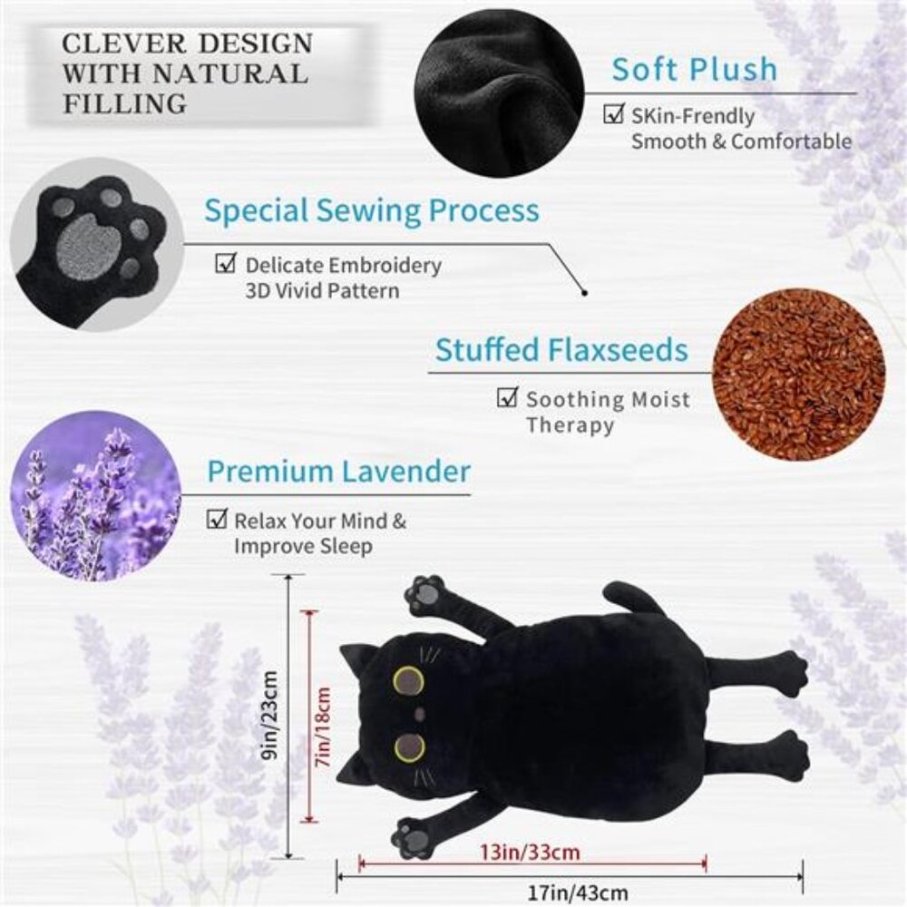 KITTY CAT Black Kitten Microwave Heating pad NWT Brand new MEOW Kitty Gift - Picture 3 of 7